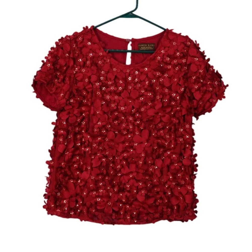 Varun Bahl Pink Floral Blouse Siz 6